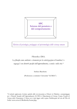 SPC Scienze del pensiero e del comportamento Rivista di