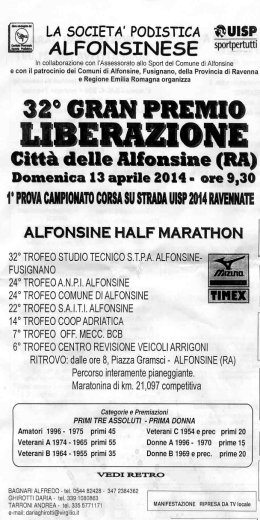 Locandina 32&deg; Gran Premio Liberazione