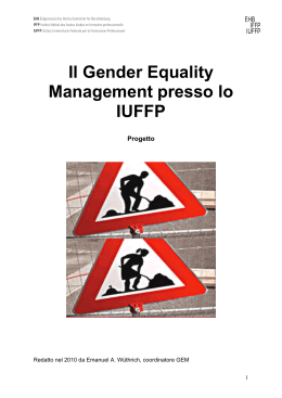 Il Gender Equality Management presso lo IUFFP