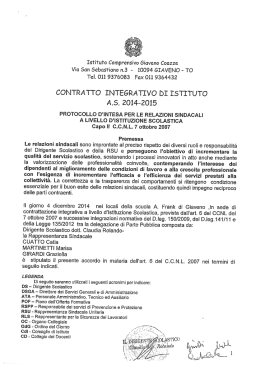 CONTRATTO INTEGRÀTIVO DI ISTITUTO A.S. 2014-2015