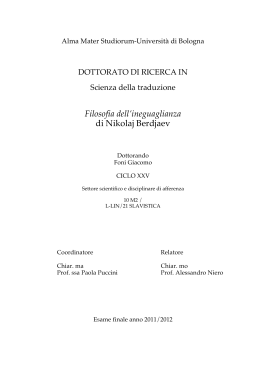 Filosofia dell`ineguaglianza di Nikolaj Berdjaev