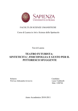 teatro futurista - Dipartimento di Arti e Scienze dello Spettacolo