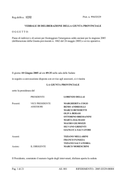 Piano di indirizzi e di azioni per fronteggiare l`emergenza