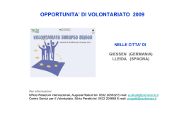 opportunita` di volontariato 2009