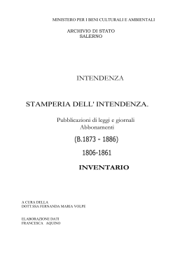 Stamperia dell`Intendenza - Archivio di Stato di Salerno