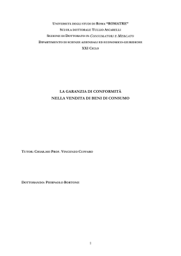 la garanzia di conformit&agrave; nella vendita di beni di consumo