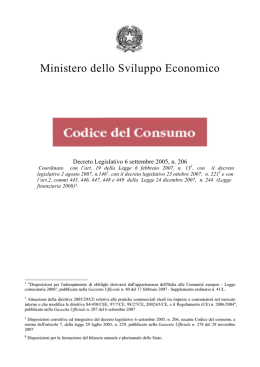 Codice del consumo - Siti - Sindacato Italiano per la Tutela dell