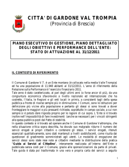 Stato di attuazione al 31/12/2011 del Piano Esecutivo di Gestione