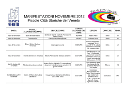 MANIFESTAZIONI NOVEMBRE 2012 Piccole Città Storiche del Veneto