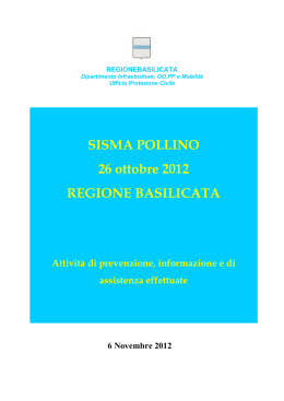 Relazione CONSIGLIERI su Emergenza SISMA Pollino 2012