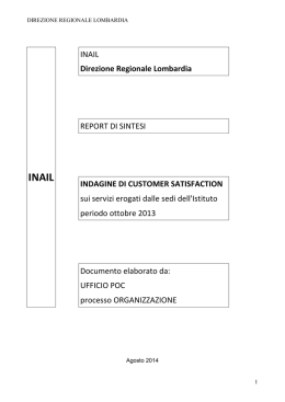 INAIL Direzione Regionale Lombardia REPORT DI SINTESI