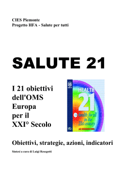 I 21 obiettivi dell`OMS Europa per il XXI° Secolo