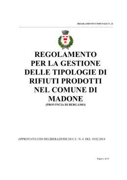 Madone Regolamento gestione rifiuti