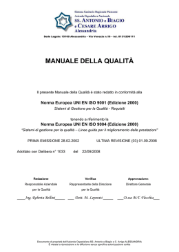 Manuale della Qualit&agrave; - Ospedale di Alessandria