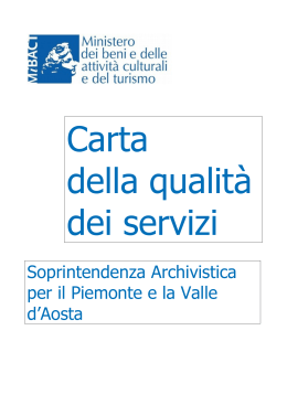 Carta della qualità e dei servizi - Soprintendenza Archivistica per il