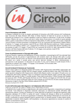 Anno XI - n. 9 – 14 maggio 2004 Corsi di formazione sulla SARS La