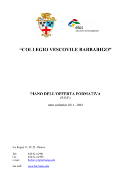 &ldquo;collegio vescovile barbarigo&rdquo; piano dell`offerta formativa