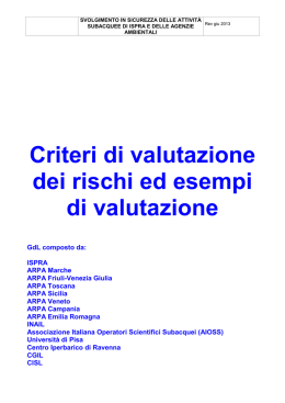 Criteri di valutazione dei rischi ed esempi di valutazione