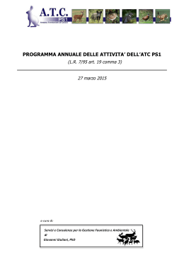 Programma annuale delle attività dell`ATC PS1