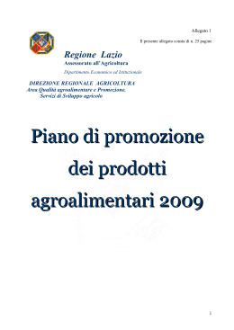 Piano di promozione dei prodotti agroalimentari 2009