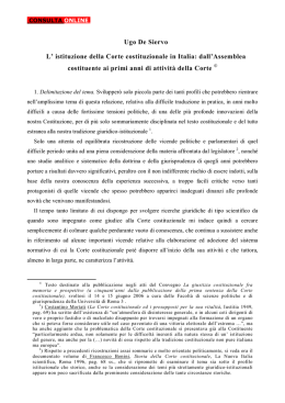 Ugo De Siervo L` istituzione della Corte costituzionale in Italia: dall