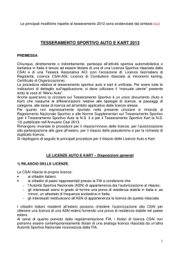 tesseramento sportivo auto e kart 2013