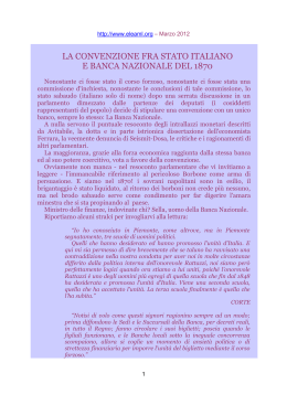 la convenzione fra stato italiano e banca nazionale del 1870
