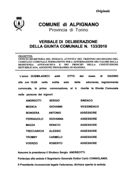 verbale di deliberazione della giunta comunale n. 133/2010