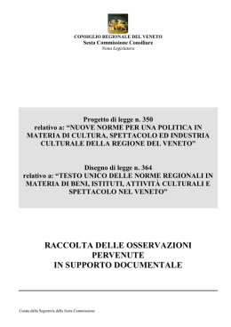 raccolta delle osservazioni pervenute in supporto documentale