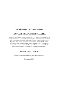 La biblioteca di Progetto Gay &mdash; ANNALI DELL`UNISESSUALIT&Agrave;