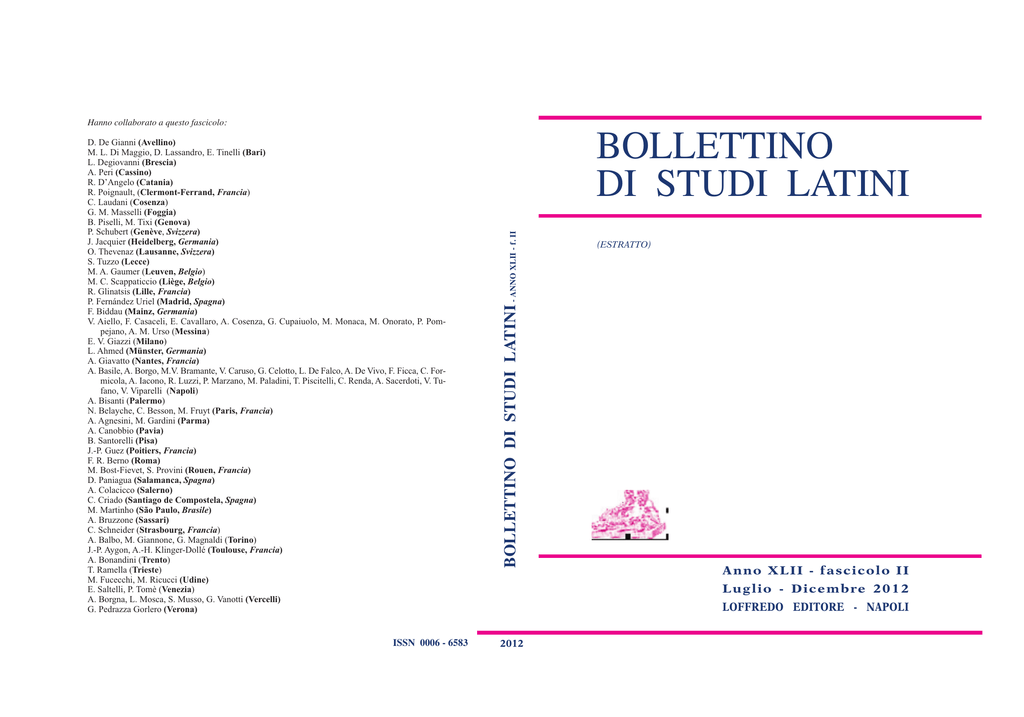 Bollettino Di Studi Latini