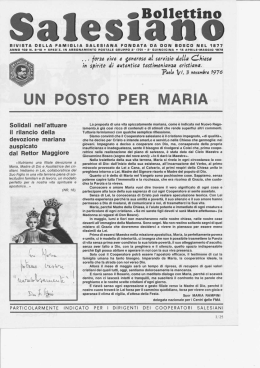 un posto per maria - Bollettino Salesiano