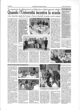 Quando l`Universit&agrave; incontra la scuola