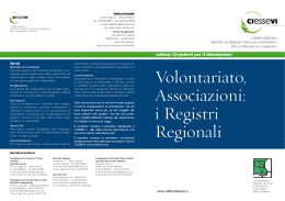 Volontariato, Associazioni: i Registri Regionali