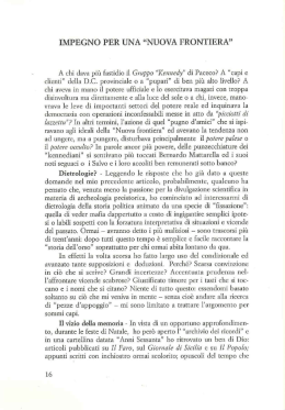impegno per una &ldquo;nuova frontiera&rdquo;
