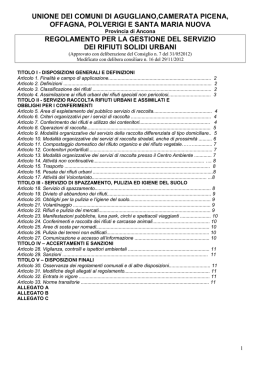 Regolamento per la gestione dei rifiuti urbani