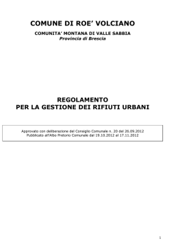 Regolamento per la gestione dei rifiuti urbani