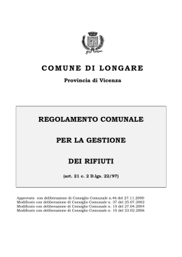 Regolamento per la gestione dei rifiuti urbani