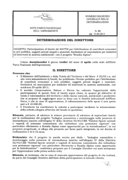 Partecipazione bando MATTM per l`attribuzione di contributi