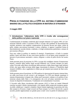 Sistema d`ammissione binario della politica svizzera in materia di
