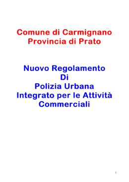Nuovo regolamento di Polizia Urbana Integrato per le attivit&agrave;