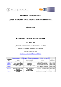 Rapporto di autovalutazione a.a. 2006/07