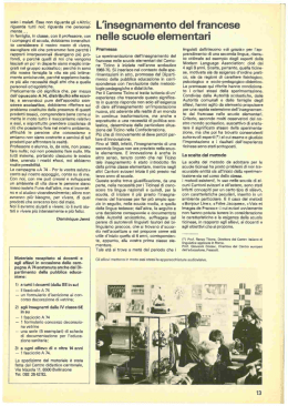L`insegnamento del francese ne le scuole elementari