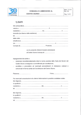 Domanda di ammissione ai centri diurni
