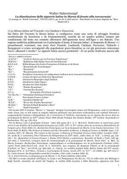 La dissoluzione delle signorie latine in Morea di fronte alla turcocrazia