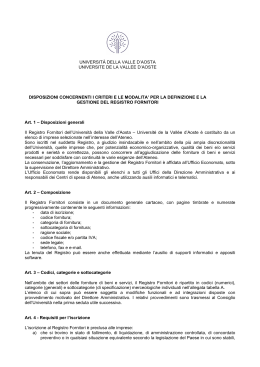 Disposizioni Albo fornitori - Università della Valle d`Aosta