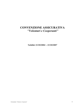 CONVENZIONE ASSICURATIVA - VIS - Volontariato Internazionale
