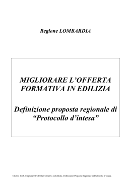 Definizione Proposta Regionale di Protocollo d`Intesa