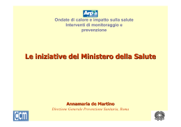 Le iniziative del Ministero della Salute A. De Martino