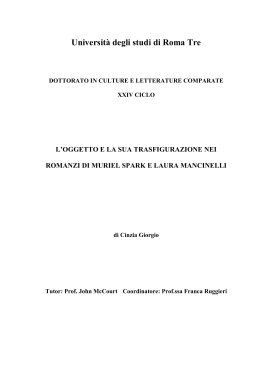 L`Oggetto e la sua Trasfigurazione nei Romanzi di Muriel Spark e